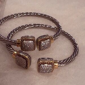 Elegant Silver and Gold Twisted Cable Bracelets